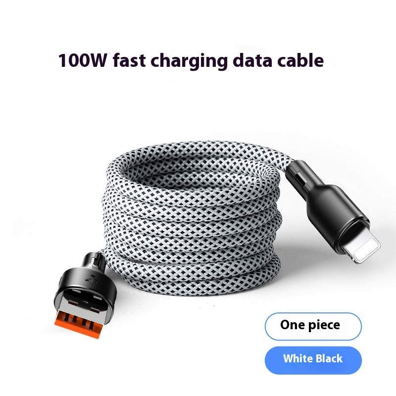 100W fast charging data cable with braided design on a white background