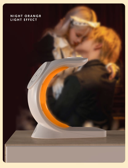 Decorative object with orange light effect on a dark background