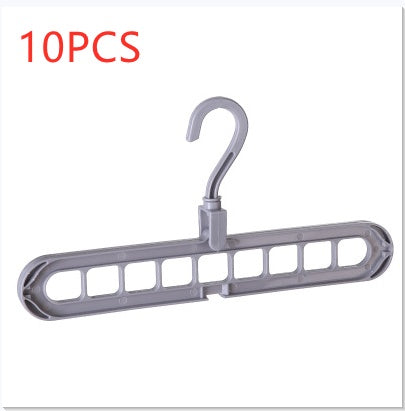 Gray plastic hanger with multiple hooks on a white background, labeled '10PCS'.