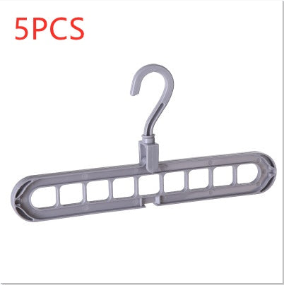 Metallic hanger with multiple hooks on a white background