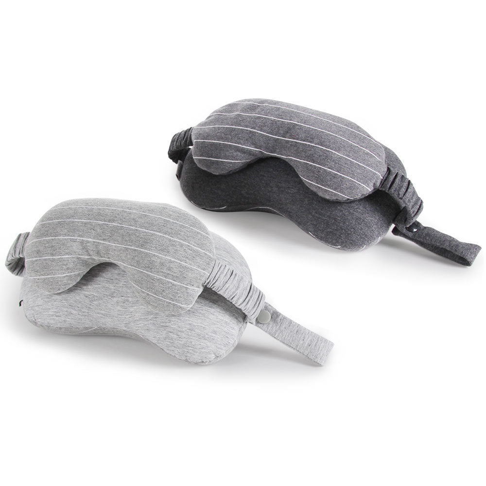 Two gray sleep masks on a white background