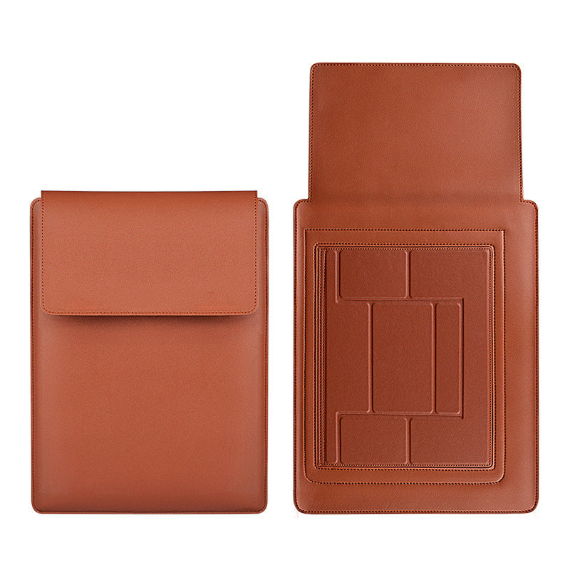 Two brown leather cases on a white background