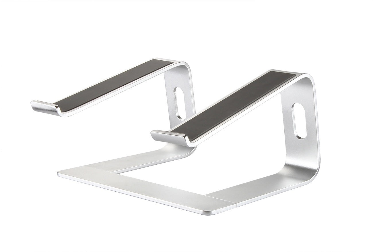 Metal bracket on a white background. Silver metal bracket with features highlighted on a white background.