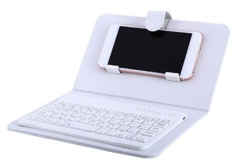 White keyboard case with a tablet inside on a white background