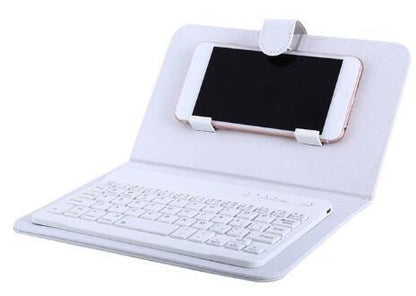 White keyboard case with a tablet inside on a white background