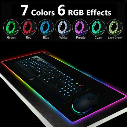 Keyboard and mouse setup with RGB lighting effects on a black background