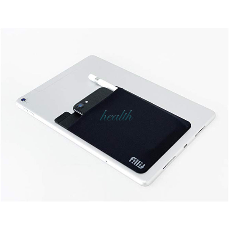 White electronic device with a screen displaying 'health' on a white background