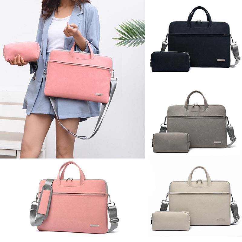 Collage of pink, gray, and beige bags with a person holding a pink bag.