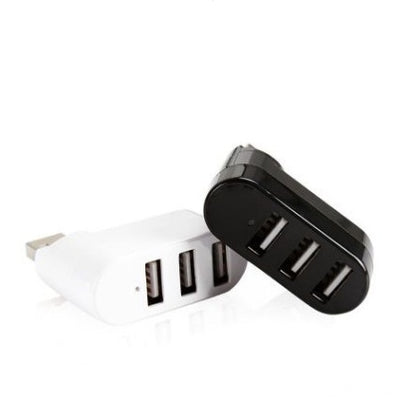 White and black USB charging devices on a white background