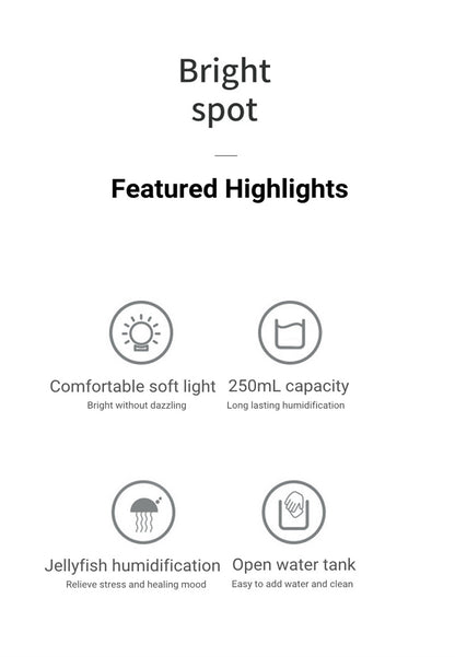 Product feature card with icons and text on a white background