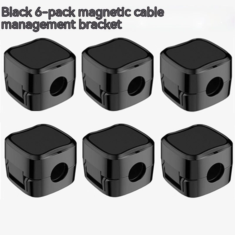 Black 6-pack magnetic cable management bracket on a white background