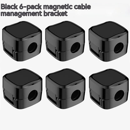 Black 6-pack magnetic cable management bracket on a white background