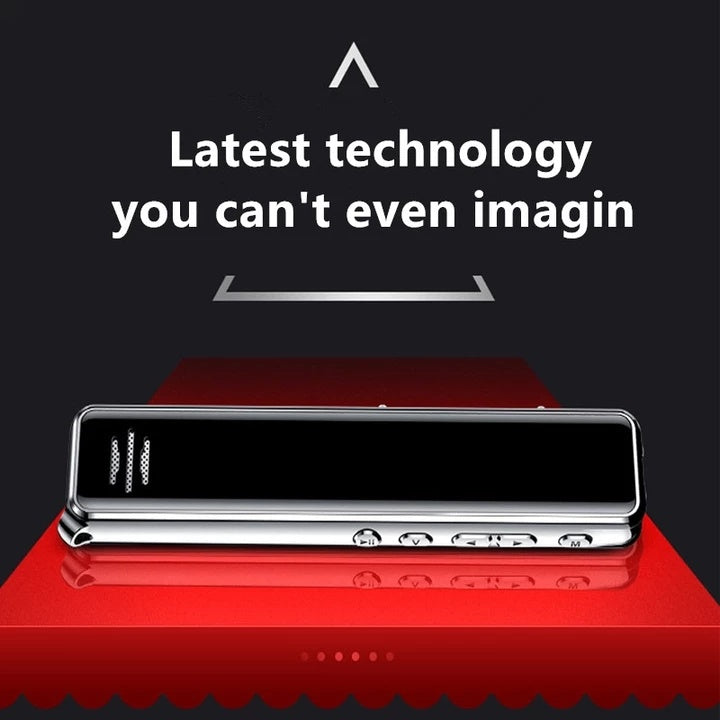 Foldable phone on a red platform with text 'Latest technology you can't even imagin' on a black background