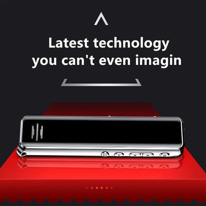 Foldable phone on a red platform with text 'Latest technology you can't even imagin' on a black background