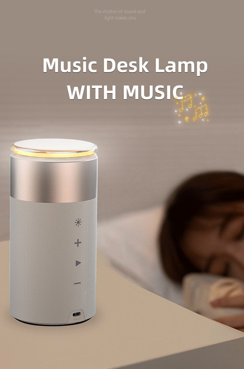 Music desk lamp with a person sleeping in the background