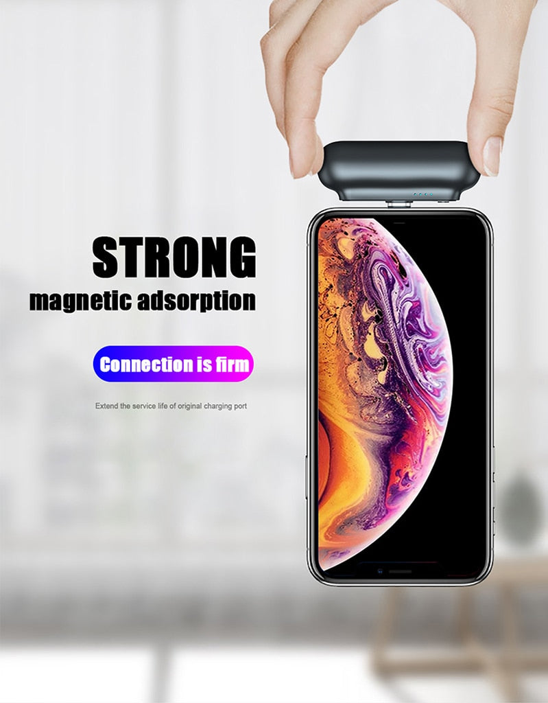 Smartphone with a magnetic attachment on a white background