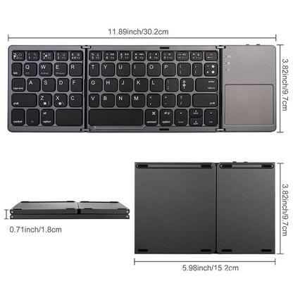 Foldable keyboard with dimensions displayed