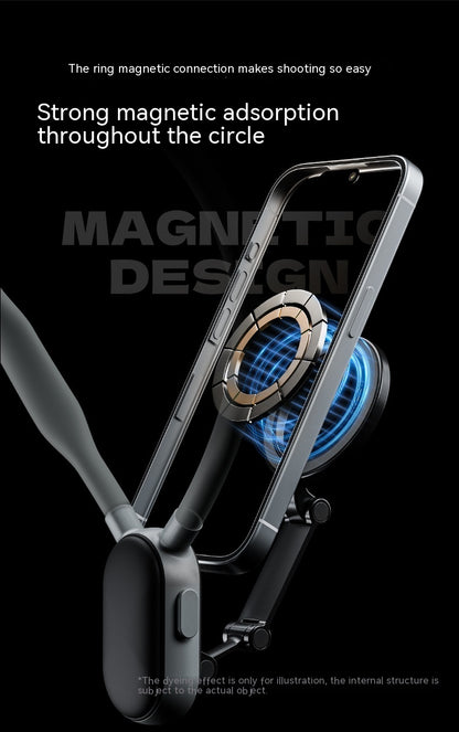 Magnetic phone holder with text on a black background