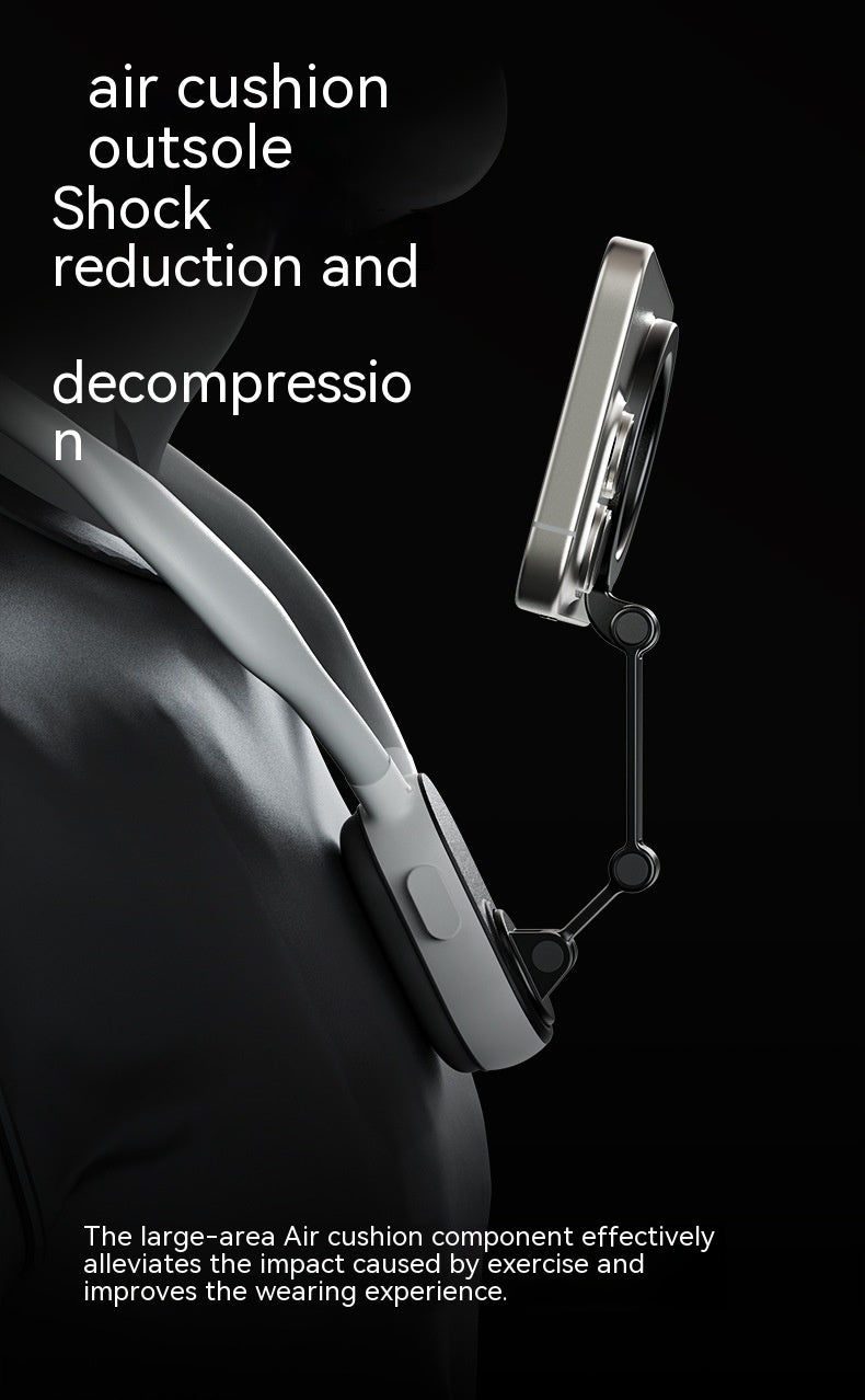 Black and white image of a shoe with air cushion technology on a black background