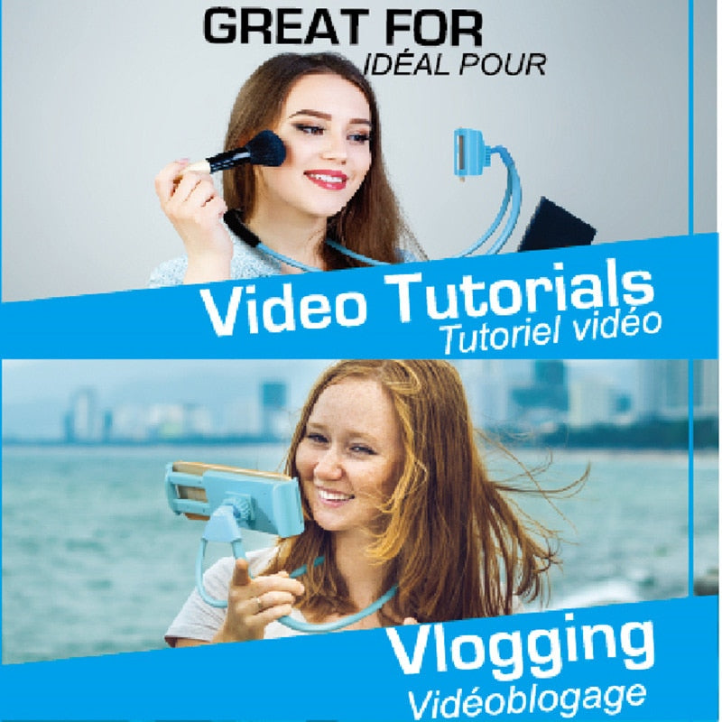 Two women using video recording equipment with text about video tutorials and vlogging.