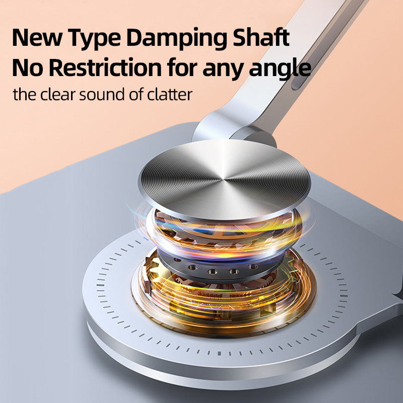 Metallic damping shaft with clear sound of clatter on a gray surface