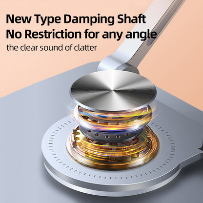 Metallic damping shaft with clear sound of clatter on a gray surface