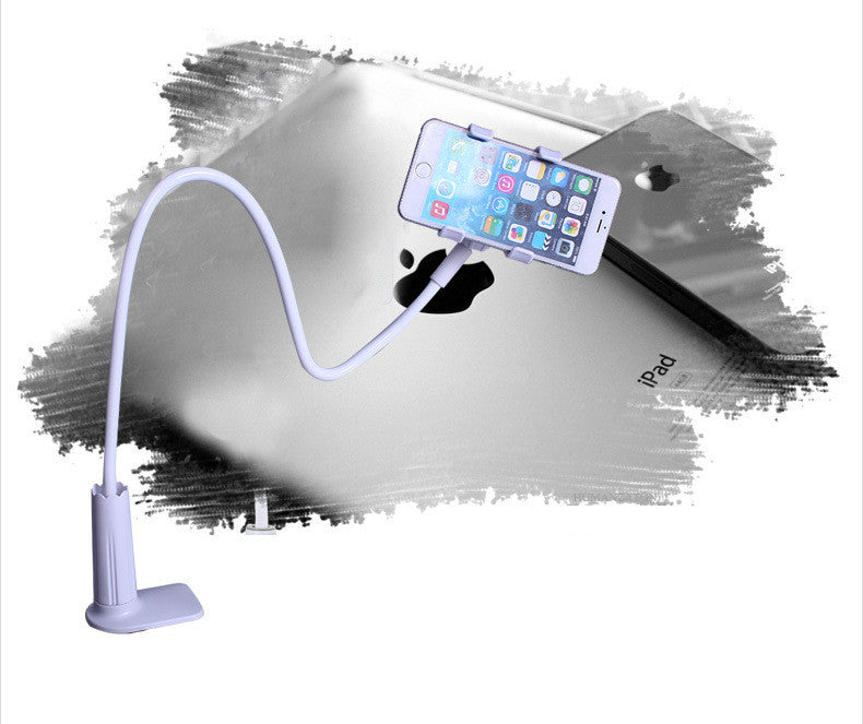 Phone holder with flexible arm on a gray background