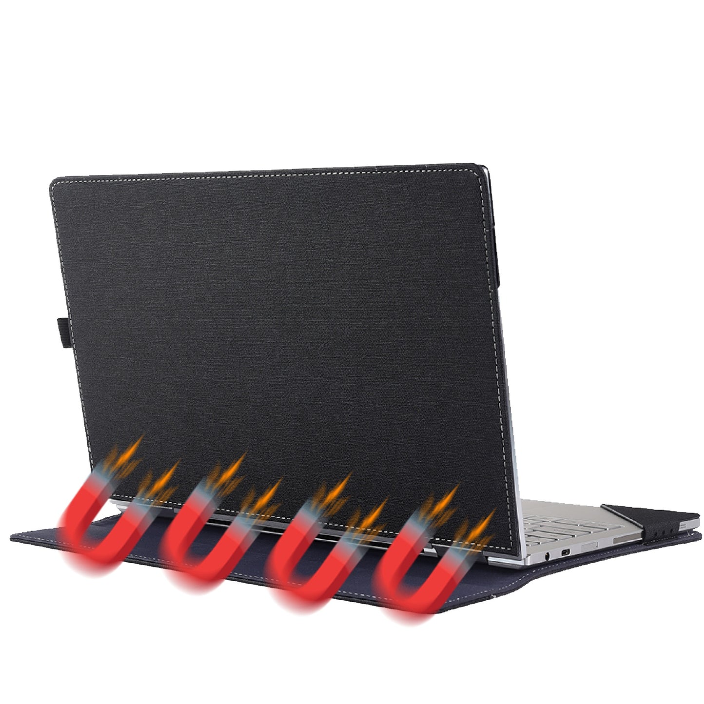 Black laptop case with cooling fans on a white background