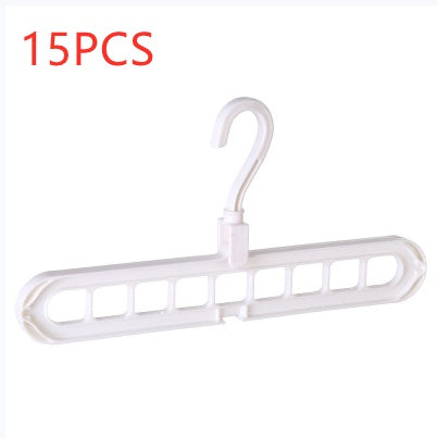 White plastic hanger with multiple hooks on a white background, labeled '15PCS'.
