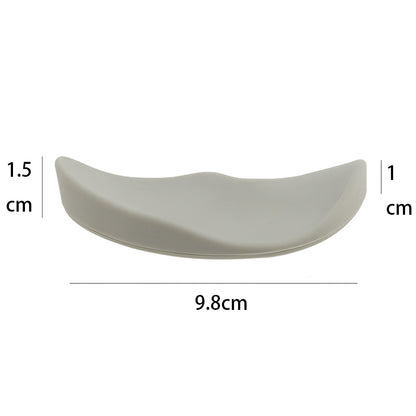 Measurement chart of a beige curved object with dimensions labeled.