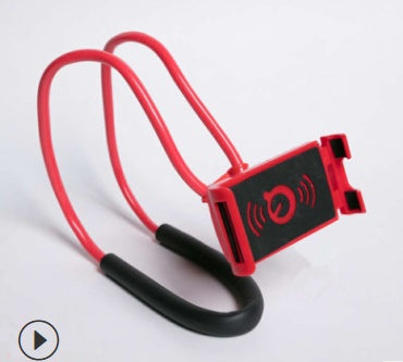 Red and black device with a cable on a white background