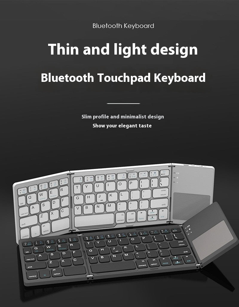 Thin and light Bluetooth touchpad keyboard on a dark background