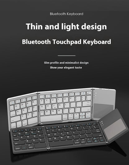 Thin and light Bluetooth touchpad keyboard on a dark background