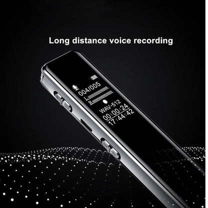 Digital voice recorder with display on a black background