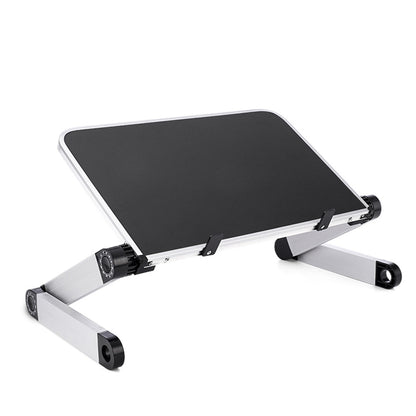 Portable laptop stand with a black surface on a white background