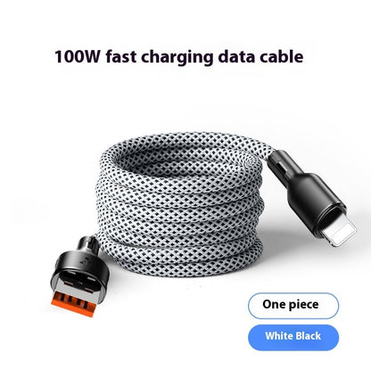 100W fast charging data cable with braided design on a white background