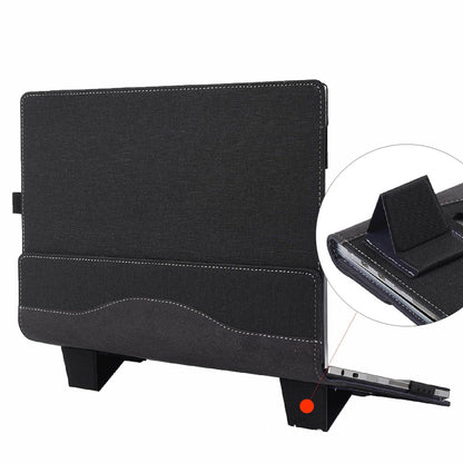 Black tablet stand with additional features on a white background