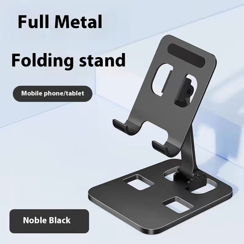 Full metal folding stand for mobile phone/tablet on a light blue background