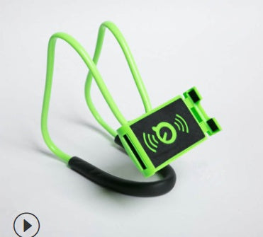 Green electronic device with a black screen on a white background