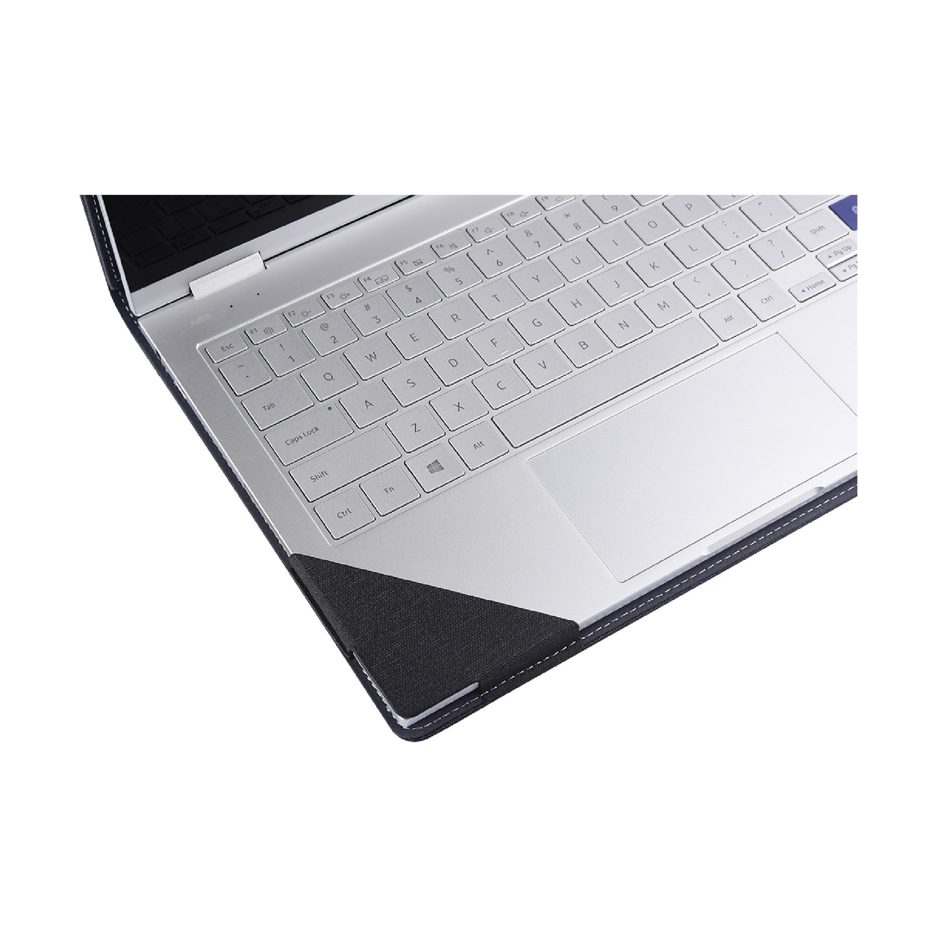Laptop with a keyboard cover on a white background