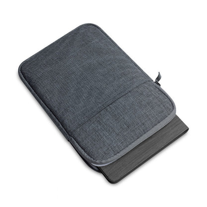 Gray fabric case with a zipper on a white background