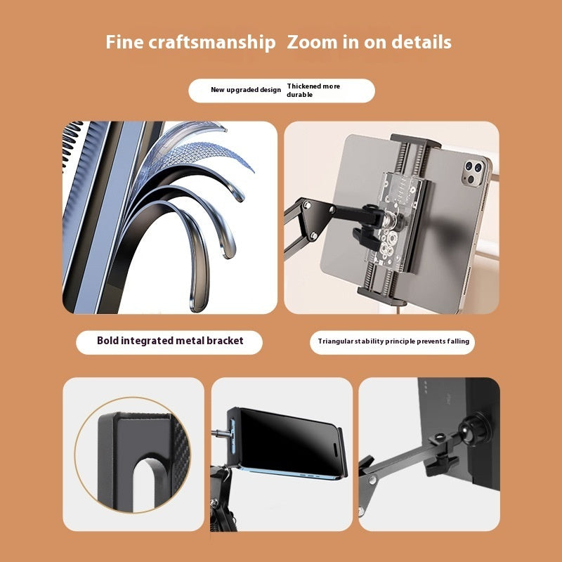 Phone holder with detailed features on a brown background