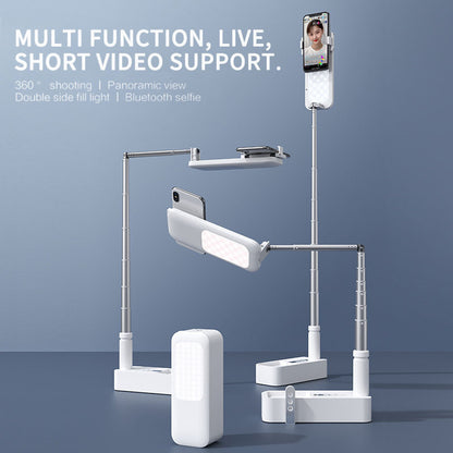 Multi-functional phone stand with smartphone holder on a gray background