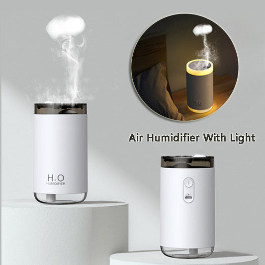 Air humidifier with light on a gray background