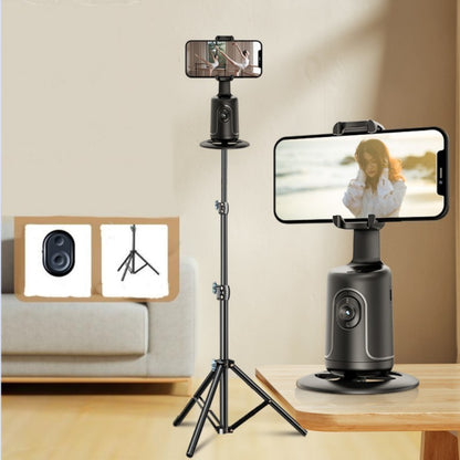 Phone holder with tripod on a table in a room setting