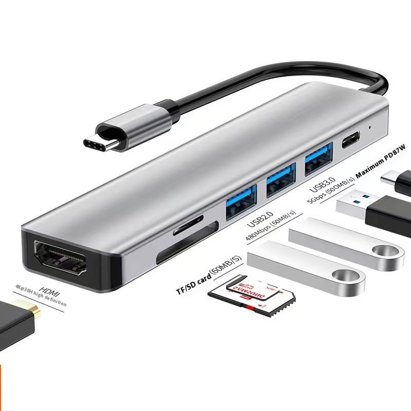 Type-c 7-in-1 Expansion Dock HDMI Projection Screen Usb Hub30 Multi-function Cable Seperater - Yawmii