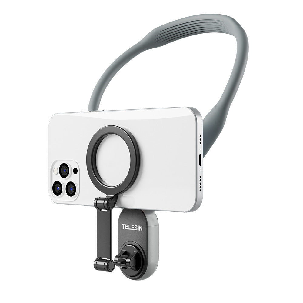 Phone holder with ring light and Telesin branding on a white background
