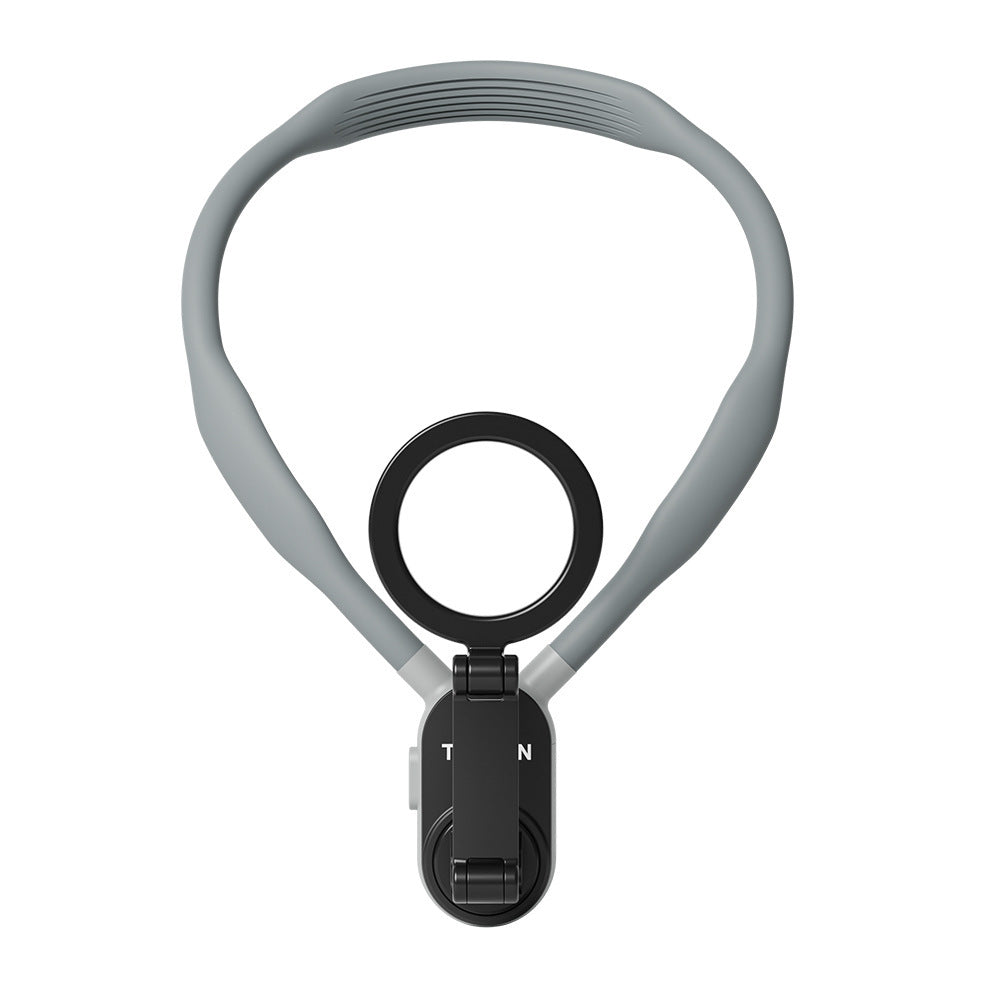 Gray dog leash with black clip on a white background
