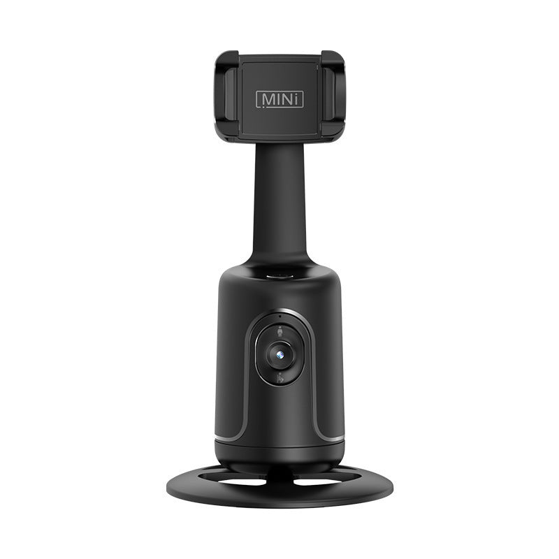 Black camera with a suction cup on a white background