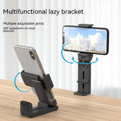 Multifunctional lazy bracket with adjustable points and 360-degree rotation on a wooden surface.